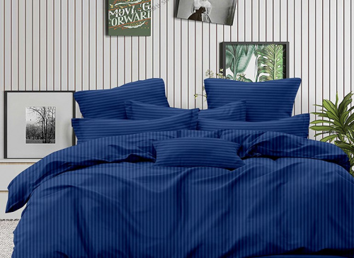 Простыня Страйп-Сатин Синяя 140гр 100% хлопок